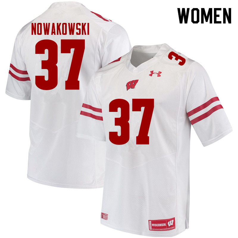 Wisconsin Badgers Women's #37 Riley Nowakowski NCAA Under Armour Authentic White College Stitched Football Jersey IA40X32YN